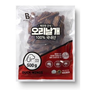 빈즈라이크 오리날개 강아지 간식, 오리날개맛, 500g, 1개