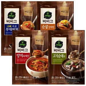 [국물맛집]비비고 냉동국물세트(육개장/순대국/감자탕/부대찌개), 1세트, 700g