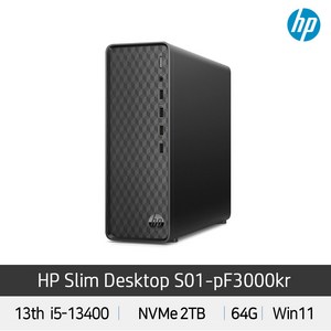 HP 슬림라인 데스크탑 블랙 S01-PF3000KR i5-13400 (RAM 64GB 구성+SSD 2TB 변경)