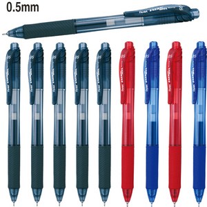 Pentel 에너겔 X 볼펜 0.5mm/0.7mm 세트, BLN105 0.5mm 블랙6개+청2개+적2개 세트