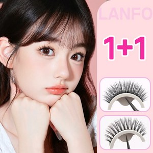 LANFO 원터치 속눈썹 5D 자연스러운 노글루 속눈썹 1+1쌍, 2개, 5D01*1+5D02*1