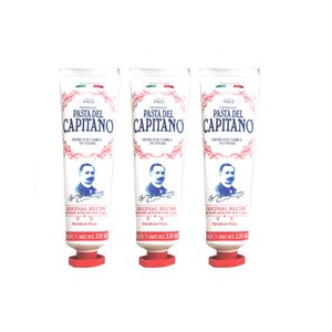 [공식수입정품] 이탈리아 카피타노 치약 오리지널 레시피(레드), 75ml, 3개