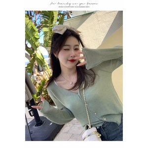 [완스몰] 멜로 브이넥 시스루 니트 가디건 - cd30963