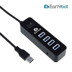 얼리봇 4포트 USB3.0 허브 LHV-300, 블랙, 1개