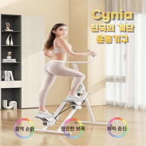 cynia 가정용 천국의 계단 실내 자전거 운동기구 스탭퍼 유산소운동 헬스 걷기 홈트레이닝, 화이트