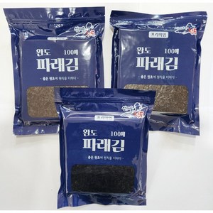 맛좋은 완도산 파래김 100매X 3봉 (300매)구워먹는 간식, 200g, 3개