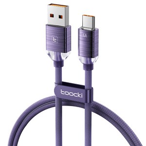 Toocki 아연합금 USB A-C타입 고속 충전케이블, 1개, 1m, 퍼플