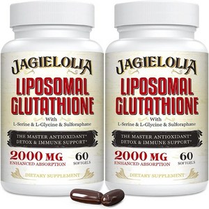 Jagielolia 리포소말 글루타치온 Glutathione 2000mg 함유 L Seine L Glycine 360소프트젤s, 2개, 60정