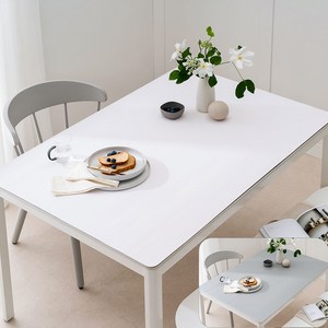 (14colos 11size) 롤로아 100% 방수 가죽 식탁보 테이블보, 160x90cm, 양면-5 (White+Pealsilve), 1개