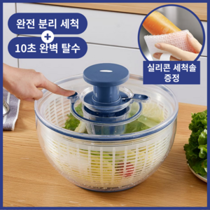 위너스홈 대용량 5L 펌프식 야채 탈수기, 딥블루, 1개