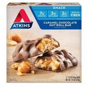 Atkins 앳킨스 카라멜 초콜릿 넛 롤 프로틴바 5개입 220g 3개