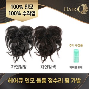 [KT알파쇼핑]최신상! 제시카 헤어큐 인모 정수리 펌가발 세트, 자연갈색, 1개