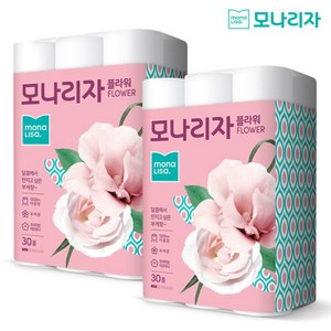 천연펄프 모나리자 부케향 녹스 플라워 화장지 40M 30롤 2팩 대용량, 60개
