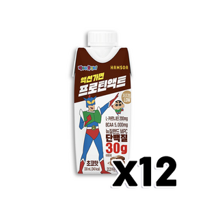 짱구 액션가면 프로틴액트 초코맛 단백질음료 330ml x 12개, 단품