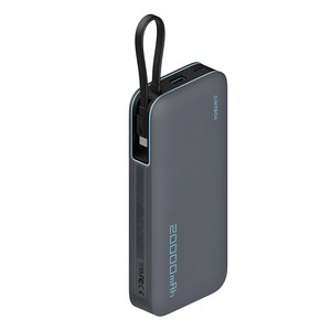 CUKTECH 쿡테크 55W 일체형 보조배터리 양방향 고속 충전 보조배터리 20000mAh 여행용 C타입 입출력 케이블+전력 표시, 회색