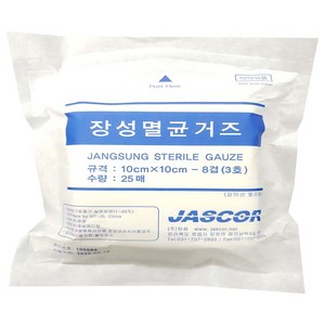 [JASCOR] 멸균거즈 10cmX10cm - 8겹 25매, 25매입, 1개