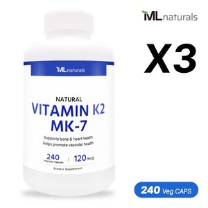 [미국번개배송] 착한명품 마이라이프 내추럴스 비타민 K2 120mcg (as MK-7), 240정, 3개