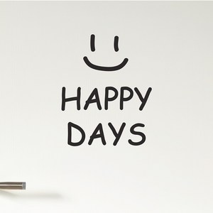 스마일 happy days 감성 레터링 인테리어 스티커, 검정색