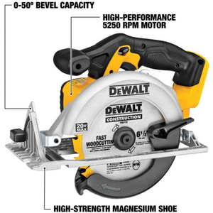 디월트 6-1/2인치 20V 원형 톱 그라인더 DCS391B (본체만) / DEWALT 6.5 Inch Circular Saw, 1개