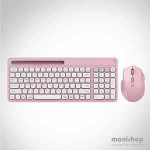 아이노트 멀티페어링 무선키보드마우스세트, 핑크, KM408RB, 일반형