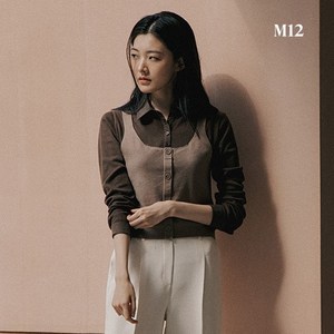 [런칭가69 900원] M12 24FW 여성 오픈카라 립 티블라우스 4종