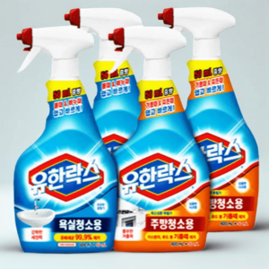 유한락스 스프레이형 세정제 욕실2개+주방2개 세정 살림 찌든때, 1세트, 650ml