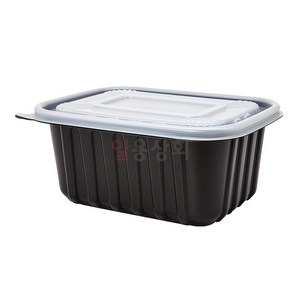 [ILYONG] 사각 죽용기 JB 435 대 1600ml 검정 300세트, 300개, 1세트