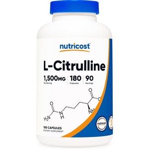 뉴트리코스트 L시트룰린 아르기닌대체 Citulline 근육 영양제 파워업 1500mg 180캡슐, 4개, 180정