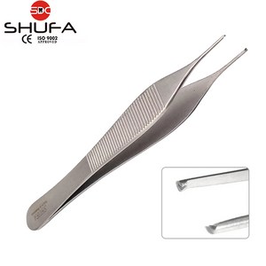 SHUFA 마이크로 에디슨핀셋 무구/유구 12cm (팁0.6mm 정밀포셉/어드슨포셉/Micro Adson Forceps), 마이크로에디슨포셉 유구, 1개