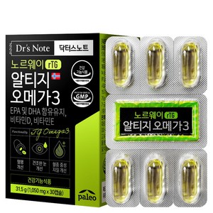 팔레오 박군 닥터스노트 노르웨이 알티지 오메가3 1050mg x 30캡슐 x 9박스, 30정, 9개