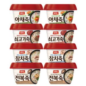 양반 4종 세트 야채죽 2개+ 쇠고기죽 2개+ 참치죽 2개+ 전복죽 2개, 285g, 1세트