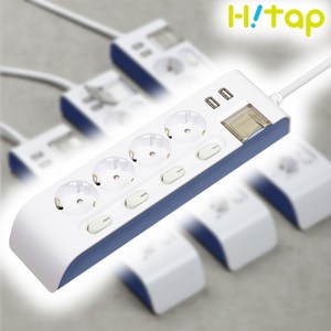 현대일렉트릭 하이탭 개별 스위치 USB 충전 2포트 2800W 국산 안전 멀티탭, 3m, 1개