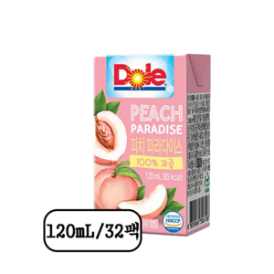 Dole 돌100% 피치 파라다이스 120ml 32팩, 32개