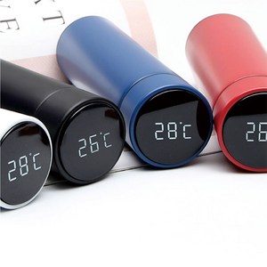 스마트 온도표시 보온 보냉 스테인레스 온도계 분유텀블러 500ml, 핑크, 1개