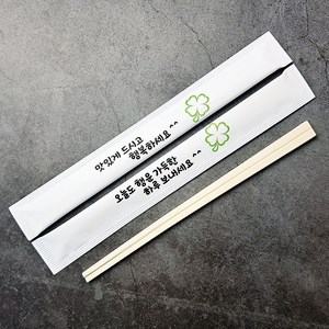 일회용 사각 나무젓가락 종이포장 백양목, 행운, 1000개입, 1개