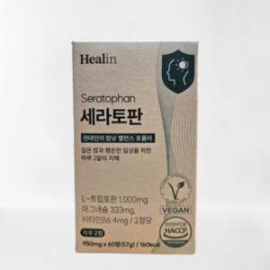 힐린 세라토판 1박스 60정 1개월분 L 트립토판 1g 세로토닌 보충제 꿀잠 561589, 1개
