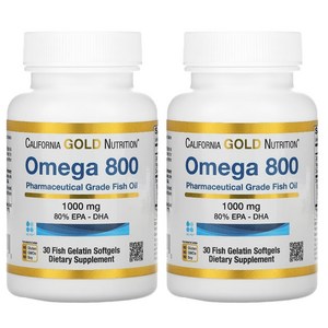 캘리포니아 골드 뉴트리션 오메가800 1000mg 30정 2팩 Califonia Gold Nutition Omega 800 1000mg 30 Softgels, 2개