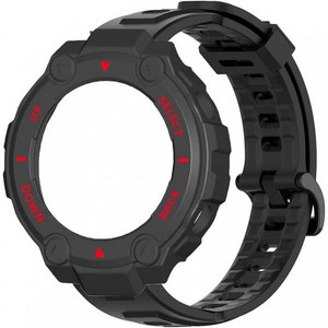 Amazfit T Rex 케이스에 Youkei 스크래치 방지 경량 충격 범퍼 케이스 커버 스마트 워치에 2팩 레드+블랙, Red case+Black band, 1개