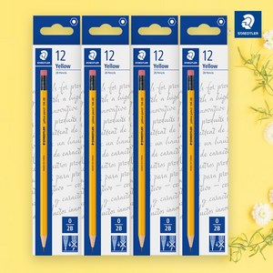 스테들러 STAEDTLER 옐로우 연필 134 (HB 2B) (1다스 12자루), 2B, 4개