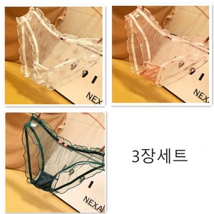 3장세트 여성용 레이스 팬티 시스루 투명 망사 팬티 Women's Underpants