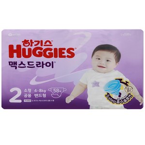 하기스 2024 맥스드라이 밴드형 기저귀 남여공용 소형 4~8kg, 2단계, 174매