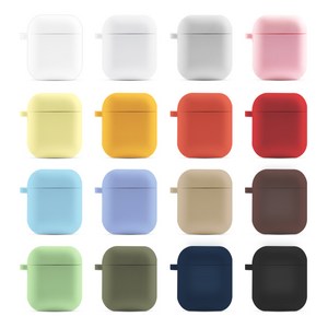 투에이비 [도톰] 에어팟 실리콘 키링 케이스 (16COLOR 2.5mm)+ 철가루 방지 스티커(컬러), (에어팟1/2세대) 도톰_카키 +(스티커), 1개
