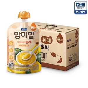 맘마밀 안심이유식 퓨레 바나나단호박 20입(단품구성), 혼합맛(바나나/단호박), 100g, 20개