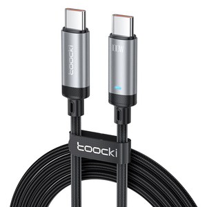 Toocki 알루미늄 메탈 PD 100W c to c타입 초고속 충전케이블, 2m, 그레이, 1개