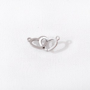비즈아이 [8-127-04]써지컬스틸 펜던트 더블하트양고리 11x22mm 1개