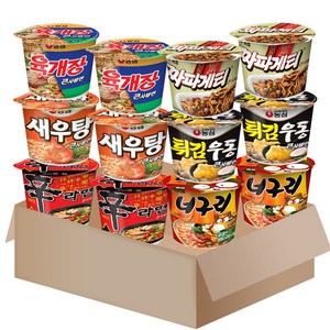 큰컵라면세트12개(신라면2+새우탕2+육개장2+너구리2+튀김우동2+짜파게티2), 1박스