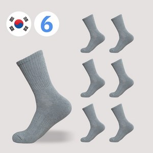 비바슈슈 남성용 더블 쿠션 러닝 스포츠 무지 중목 양말 6켤례 (250~270mm)