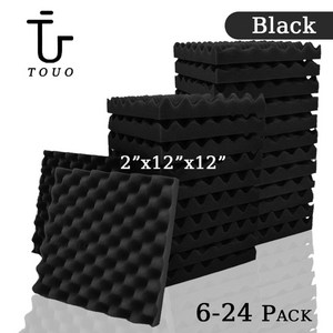 흡음패드 TOUO 어쿠스틱 폼 패널 천장 6 개, 5.Black - High Density-12 Pcs