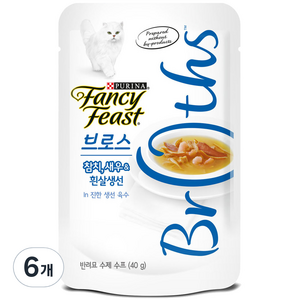 팬시피스트 고양이 브로스 간식 파우치, 혼합맛(참치/새우/흰살생선), 40g, 6개