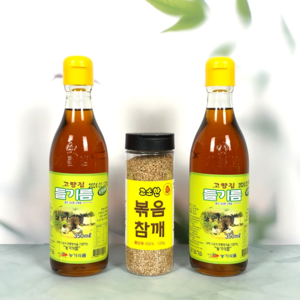 해피유통 100% 통깨로 짠 들기름+들기름 350ml 참깨 120g선물, 1개, 700ml